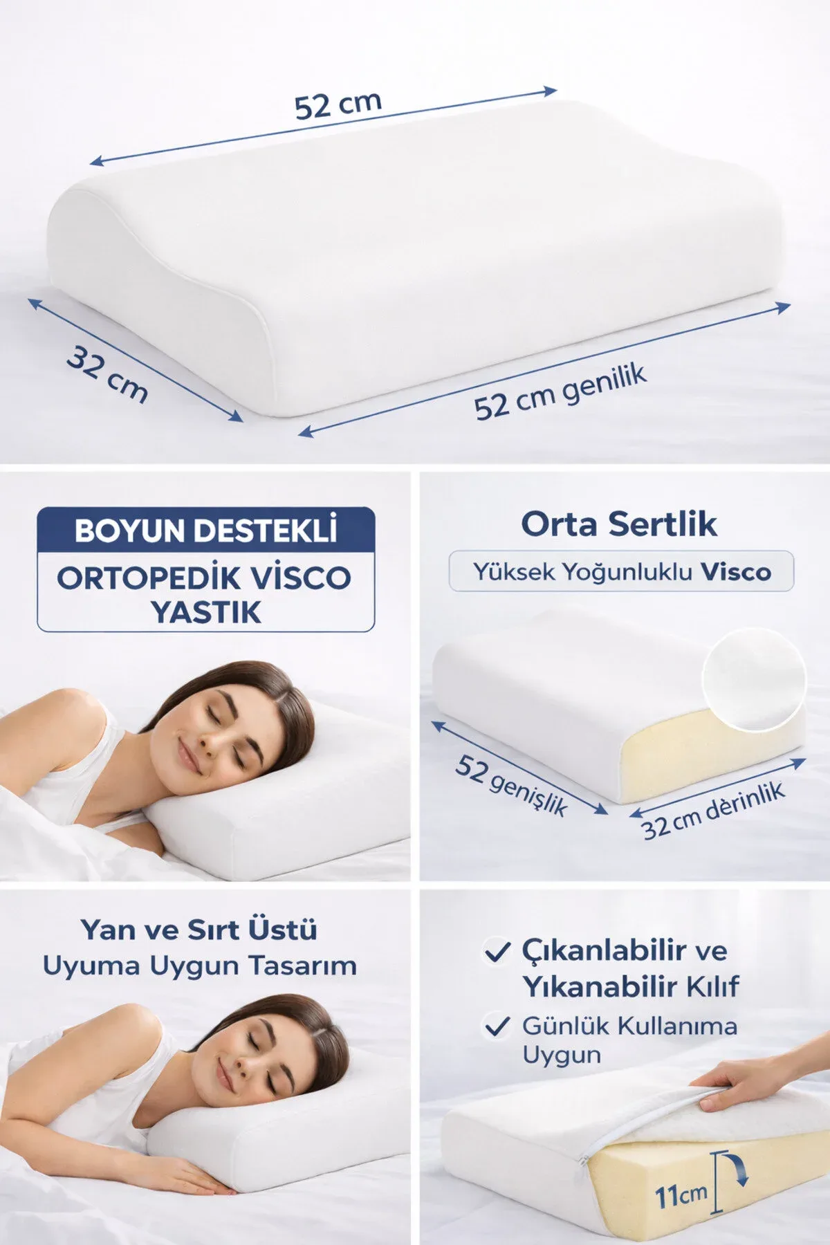 Ortopedik Visco Yastık - Ağrılara Özel Lüks Yastık