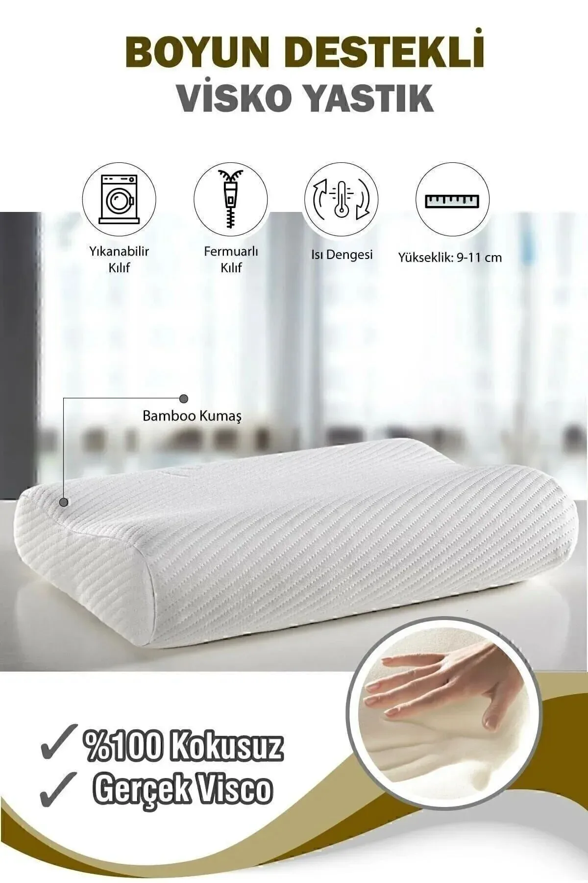 Çocuk Ortopedik Visco Yastık 50x30 cm - Boyun Destekli Ergonomik Uyku Yastığı